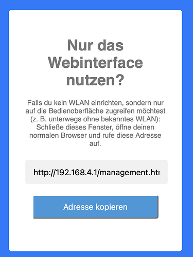 Hinweis Captive Portal