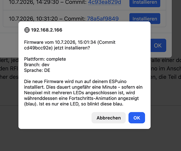 Letzte Meldung vor dem Flashen