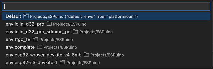 auswählbare Environments