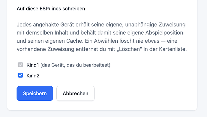 Anlernen für mehrere ESPuinos möglich
